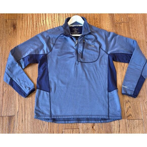 L.L. Bean Polartec blue quarter zip fleece pullover large - Picture 2 of 10